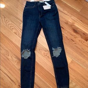 Free people dark blue skinny jeans
